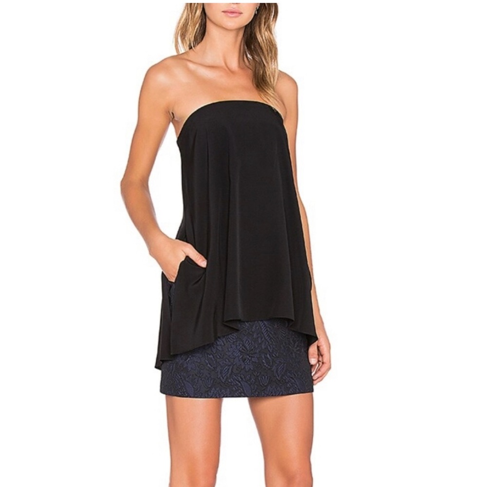 Tibi Kaya Jacquard Layered Strapless Dress 100% Silk